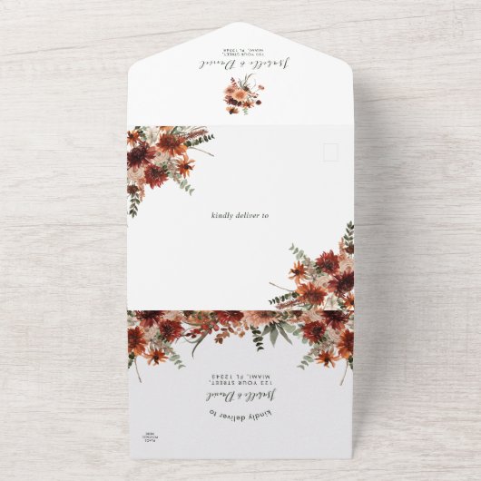 De herfst Herfst rustige bruiloft in één uitnodigi All In One Uitnodiging (Buitenkant)