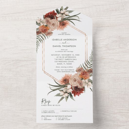 De herfst Herfst rustige bruiloft in één uitnodigi All In One Uitnodiging (Binnen)