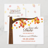 De herfst het afvuren trouwt sparen de Datum Aankondigingskaart (Voorkant / Achterkant)