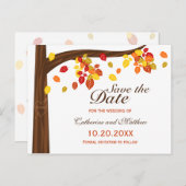 De herfst het afvuren trouwt sparen de Datum Aankondigingskaart (Voorkant / Achterkant)