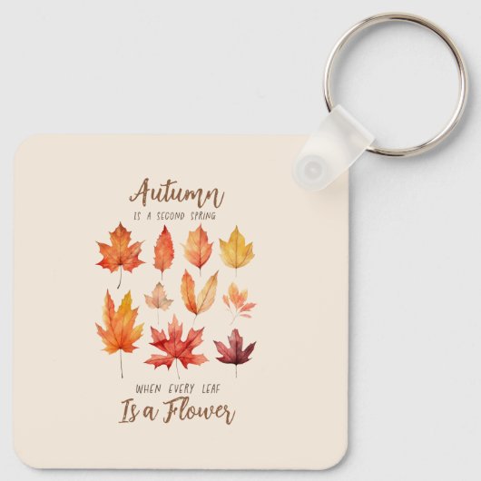 De herfst is een tweede lente – de herfst bladeren sleutelhanger (Achterkant)