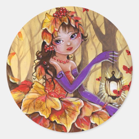 De herfst is gekomen - Ronde sticker (Voorkant)