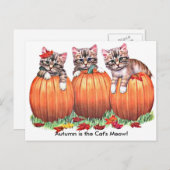 De herfst is het Briefkaart Meow van Cat. (Voorkant / Achterkant)