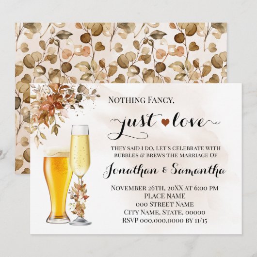 De herfst is niets Fancy Net Love Elopement Uitnod Save The Date (Voorkant / Achterkant)