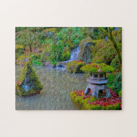 De herfst Japanse tuin Oregon. Legpuzzel (Horizontaal)