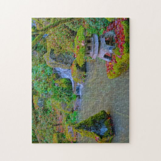 De herfst Japanse tuin Oregon. Legpuzzel (Verticaal)