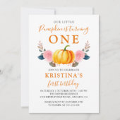 De herfst kleine pompoen roze Floral eerste verjaa Kaart (Voorkant)