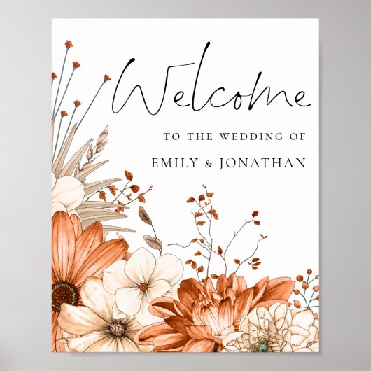 De herfst Kleurde Florals Onthaal aan Weddenschap Poster (Voorkant)