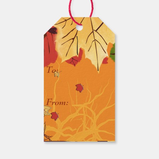 De herfst komt op zonsondergang cadeaulabel (Achterkant)