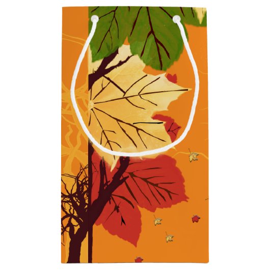 De herfst komt op zonsondergang klein cadeauzakje (Achterkant)