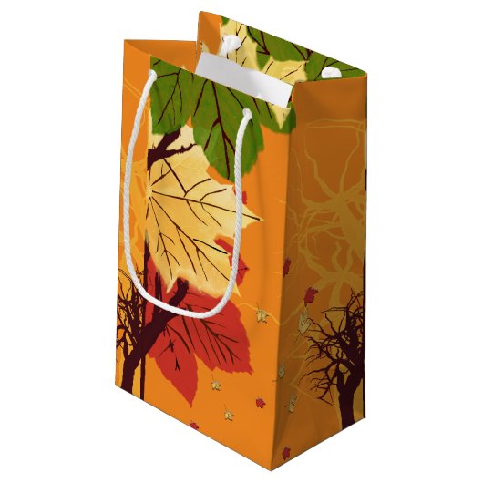 De herfst komt op zonsondergang klein cadeauzakje (Achterkant Gekanteld)