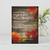 De herfst laat barn Wood Rustic Fall Wedding Kaart (Staand voorkant)
