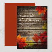 De herfst laat barn Wood Rustic Fall Wedding Kaart (Voorkant / Achterkant)
