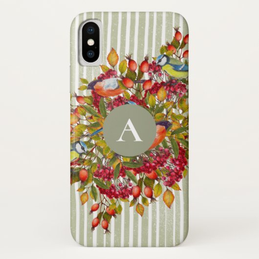 De herfst laat bessen vogels botanisch gepersonali Case-Mate iPhone case (Achterkant)