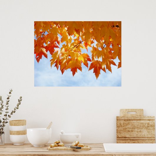 De herfst laat de blauwe hemelwolken prints die de (Keuken)