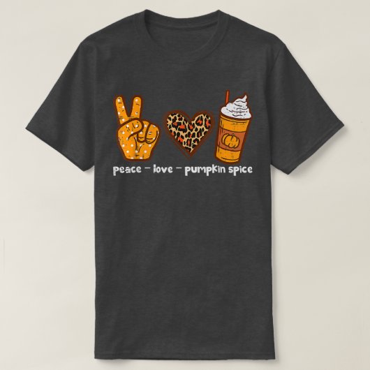 De herfst laat de Funny Peace Love Pumpkin Spice D T-shirt (Design voorkant)