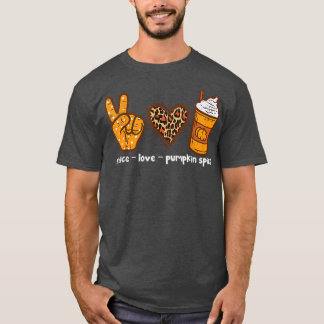 De herfst laat de Funny Peace Love Pumpkin Spice D T-shirt