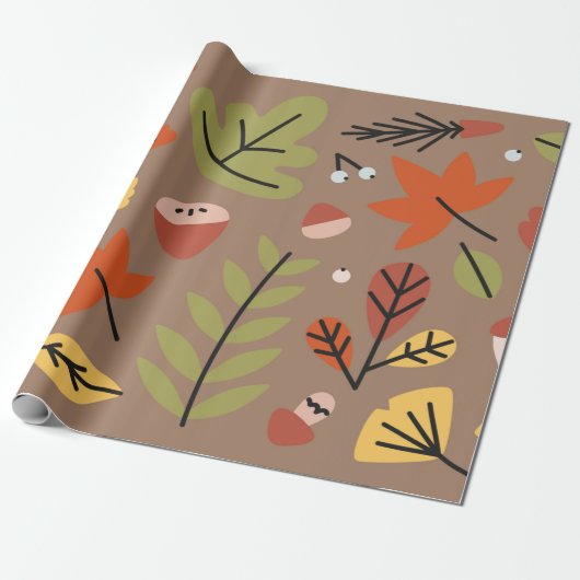De herfst laat de Herfst van de Thanksgiving Grafi Cadeaupapier (Uitgerold)