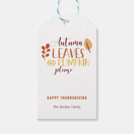 De herfst laat de pompoen alsjeblieft blij met de  cadeaulabel