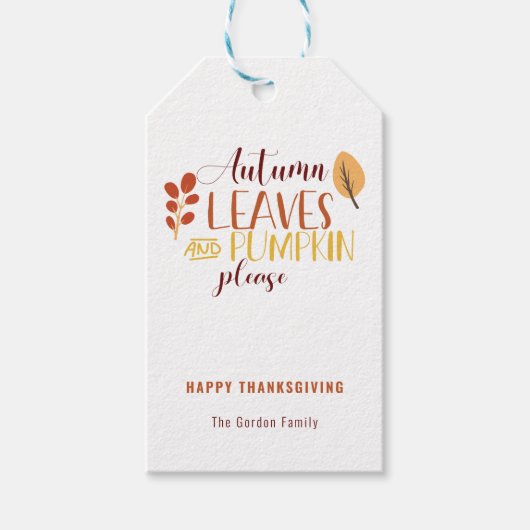 De herfst laat de pompoen alsjeblieft blij met de  cadeaulabel (Voorkant)