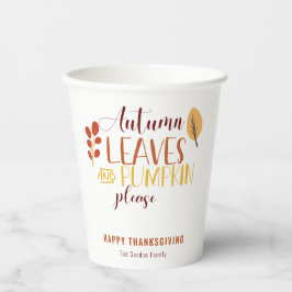 De herfst laat de pompoen alsjeblieft blij met de  papieren bekers