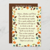 De herfst laat de repetitie van het diner Poem Uit Kaart (Voorkant / Achterkant)