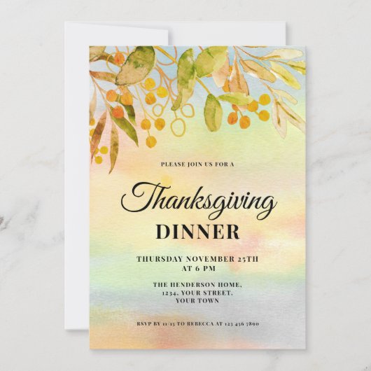 De herfst laat de Thanksgiving Innodiging Kaart (Voorkant)