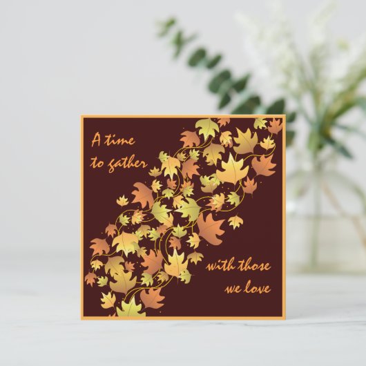 De herfst laat de Thanksgiving Innodiging Kaart (Staand voorkant)