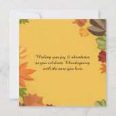 De herfst laat de Thanksgiving schitterende grafis Feestdagenkaart (Achterkant)