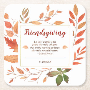 De herfst laat de vriendschappelijke Thanksgiving  Kartonnen Onderzetters