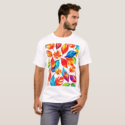 De herfst laat een Abstract patroon achter T-shirt (Voorkant volledig)