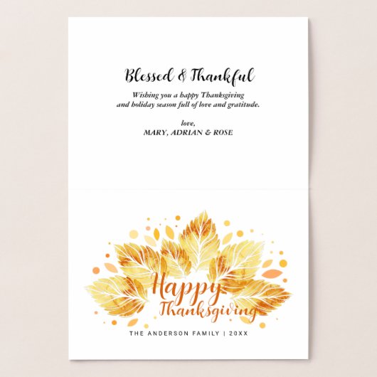 De herfst laat een Happy Thanksgiving-cadeautje vo Folie Kaarten (Binnen)