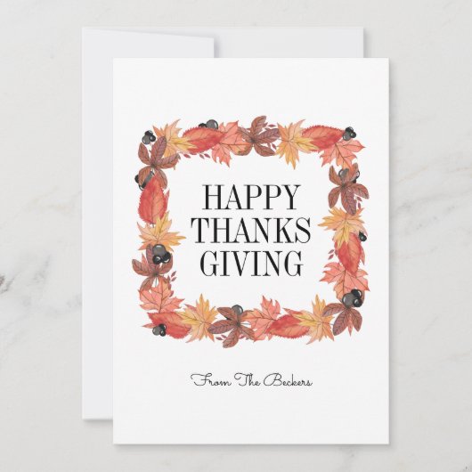 De herfst laat een Happy Thanksgiving-kaart achter Kaart (Voorkant)