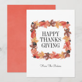 De herfst laat een Happy Thanksgiving-kaart achter Kaart (Voorkant / Achterkant)