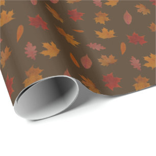De herfst laat fotografisch op bruine Aangepaste K Cadeaupapier