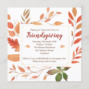 De herfst laat Friendsgiving Thanksgiving Party Kaart