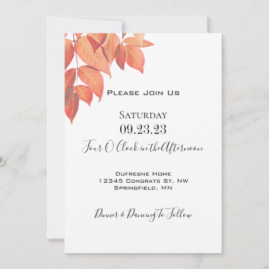 De herfst laat Gezegde het tweemaal stemhernieuwin Kaart (Achterkant)