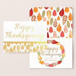 De herfst laat Happy Thanksgiving Folie Kaarten