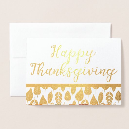 De herfst laat Happy Thanksgiving Folie Kaarten (Voorkant met envelop)
