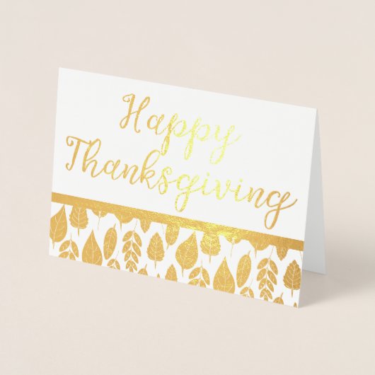 De herfst laat Happy Thanksgiving Folie Kaarten (Voorkant)