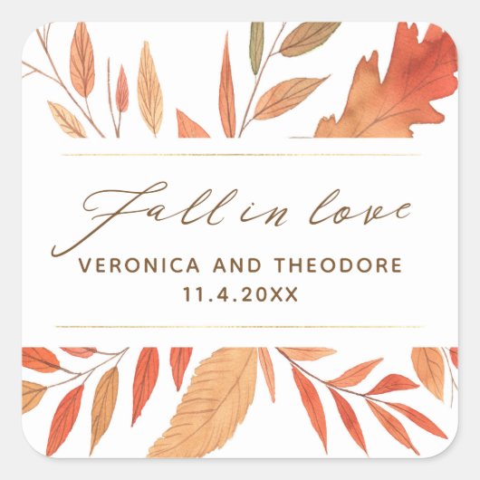 De herfst laat Herfst in het liefdeshuwelijk over Vierkante Sticker (Voorkant)