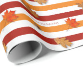 De herfst laat Herfst Striped Personalized Cadeaupapier (Rol Hoek)