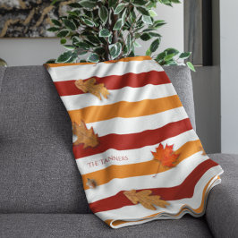 De herfst laat Herfst Striped Personalized Fleece Deken