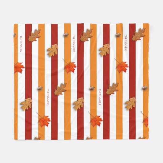 De herfst laat Herfst Striped Personalized Fleece Deken (Voorkant (Horizontaal))