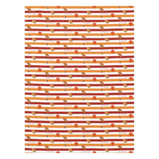 De herfst laat Herfst Striped Personalized Tafelkleed (Voorkant)