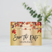 De herfst laat het goudfeest van het huwelijk spar aankondigingskaart (Staand voorkant)