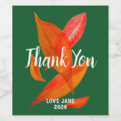 De herfst laat kunst waterverf danken jullie cadea wijn etiket (Enkel label)