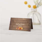 De herfst laat Mason Jar String Lights Wood Wedden Plaatskaartje (Achterkant)