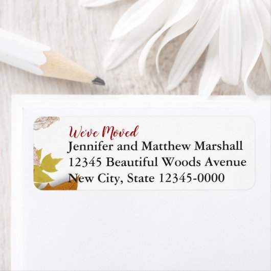 De herfst laat ons de aankondiging bewegen etiket (Insitu)