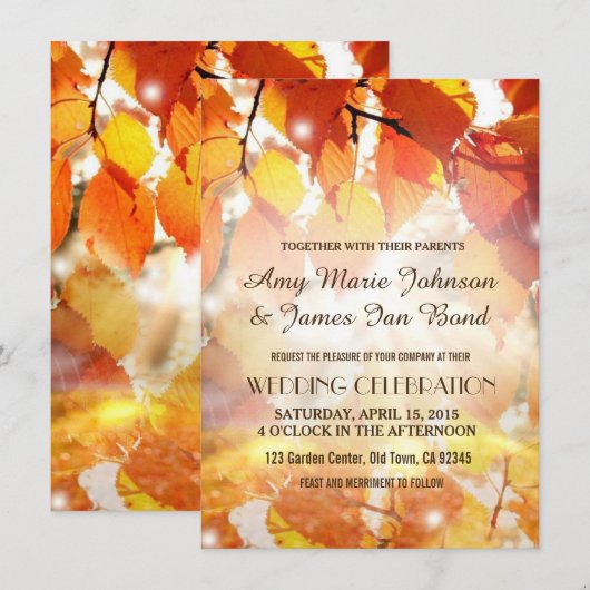 De herfst laat ons de uitingen van de bruiloft val kaart (Voorkant / Achterkant)